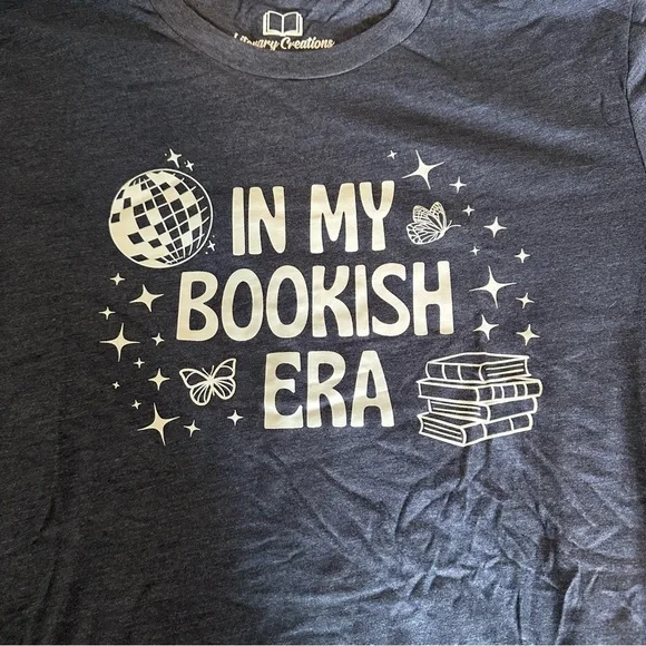 Bella + Canvas Screen Printed Tee Bookish Era Dark Blue Women's Size Large - Picture 3 of 6